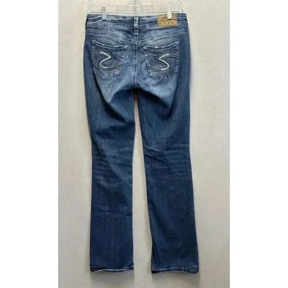 Silver Jeans Women's Size 28 Suki Mid Slim Bootcut Western Cowgirl Blue Denim - Picture 2 of 9